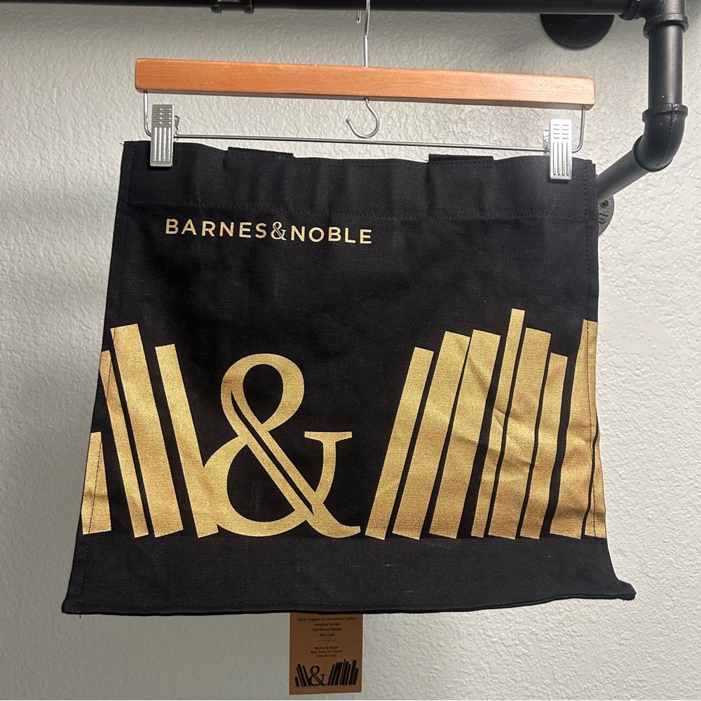 New Barnes & Noble Books Black & Gold Tote Bag organic cotton canvas Heavy Duty